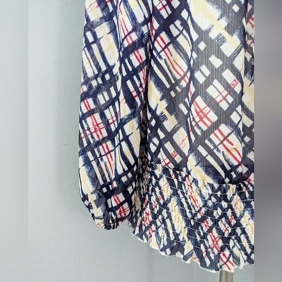 Lane Bryant Balloon Sleeve Flowy Ruffled V-Neck Blouse Top Pattern Tie 18/20W - Picture 4 of 5